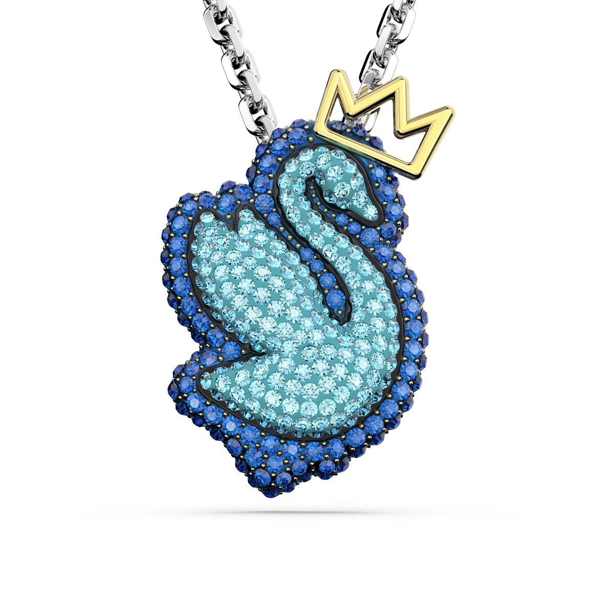 Swarovski Jewelry Necklace Pop Swan, Pendant Long Blue, Rhodium