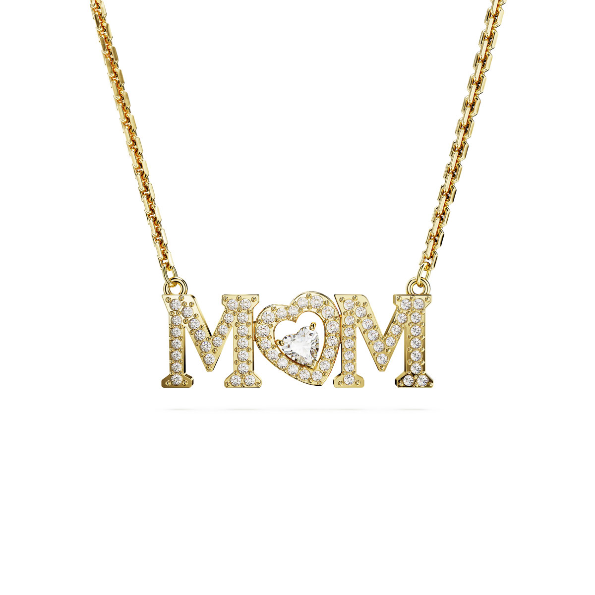 Swarovski Jewelry Necklace Mother's Day, Pendant Mom White, Gold