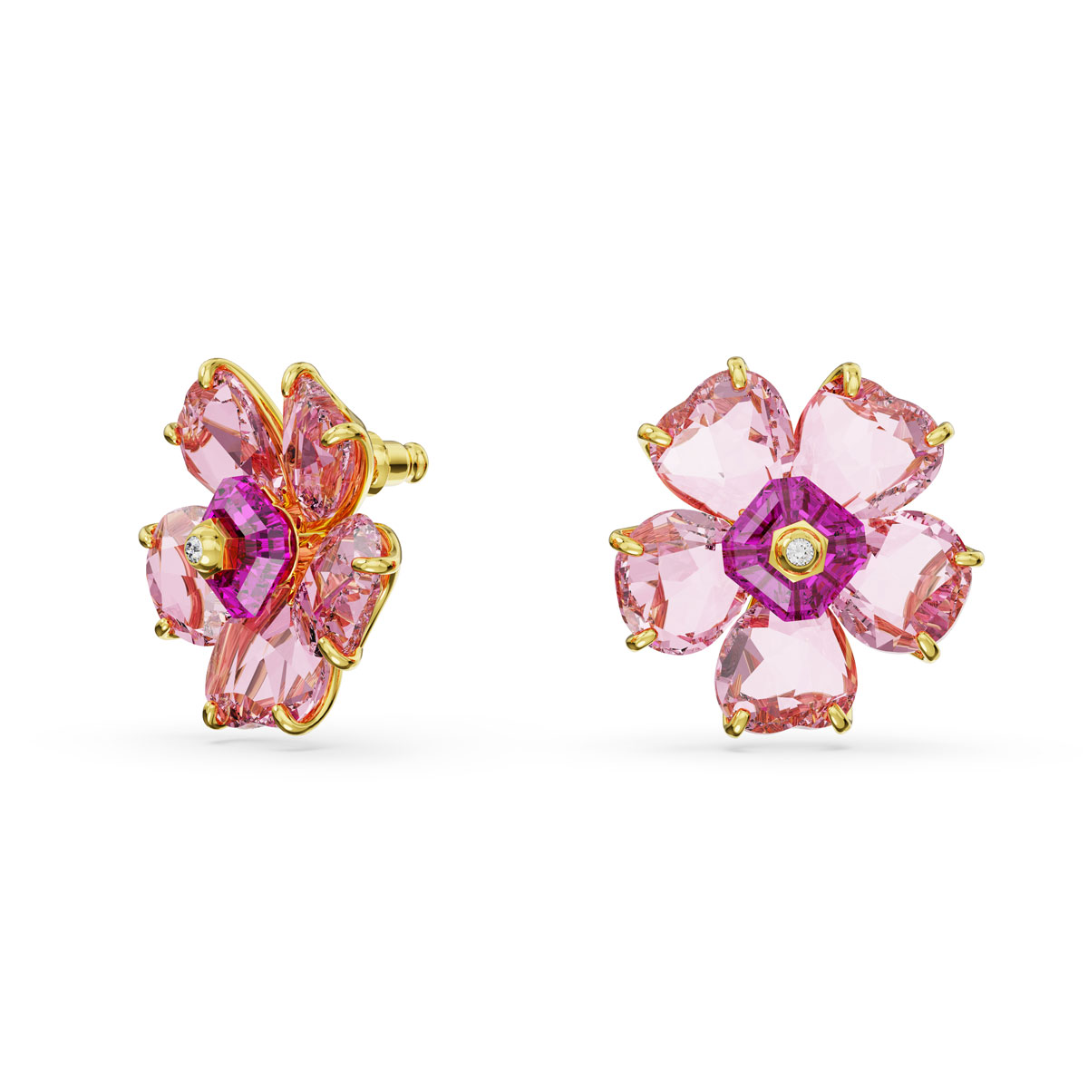 Cute 3 Pairs/Set Pink Color Flower Peach Stud Earrings Women