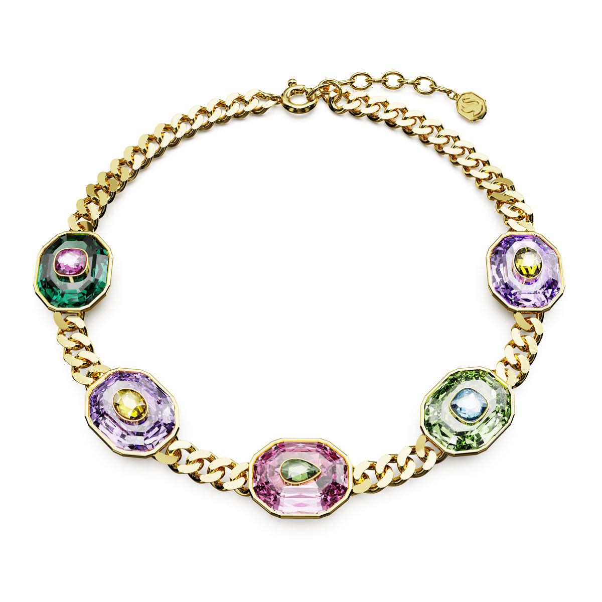Swarovski Jewelry Necklace Chroma, Choker Octagon Multi Color, Gold