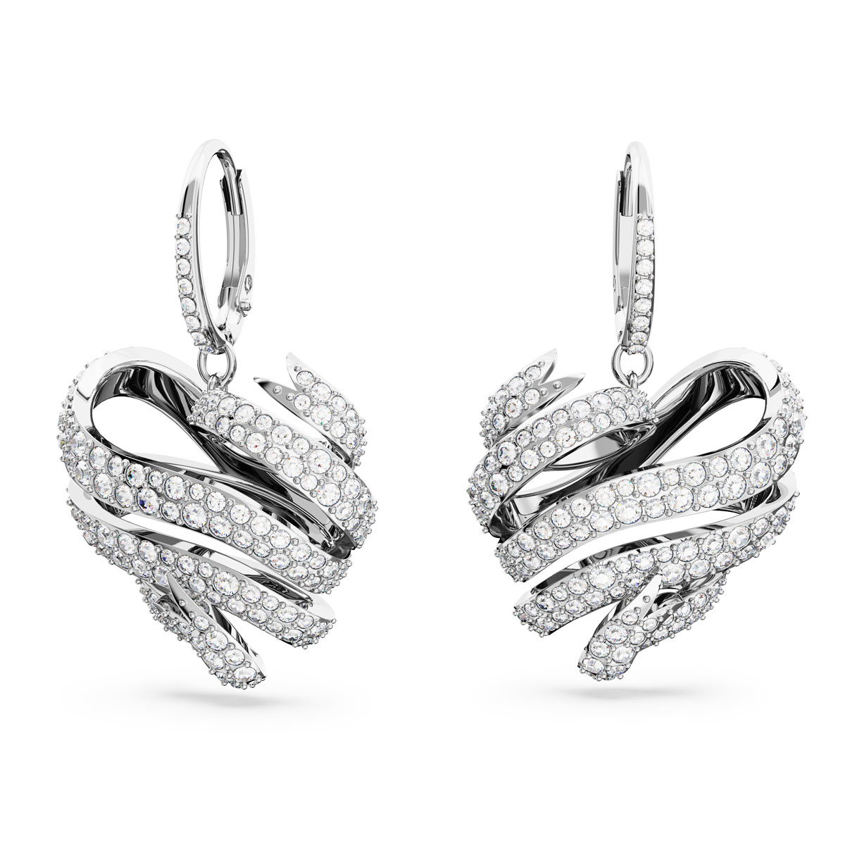 raken versus Fietstaxi Swarovski Jewelry Volta, Pierced Earrings Stud Heart Crystal, Rhodium