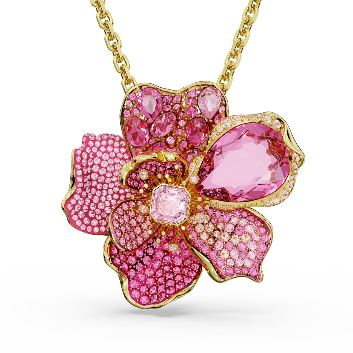 Swarovski Jewelry Florere Rose Gold and Pink Brooch Necklace