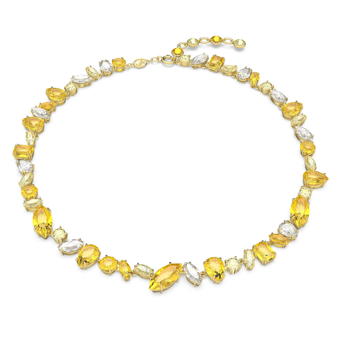 Swarovski Jewelry Necklace Gema, Mixed Cuts Yellow, Gold