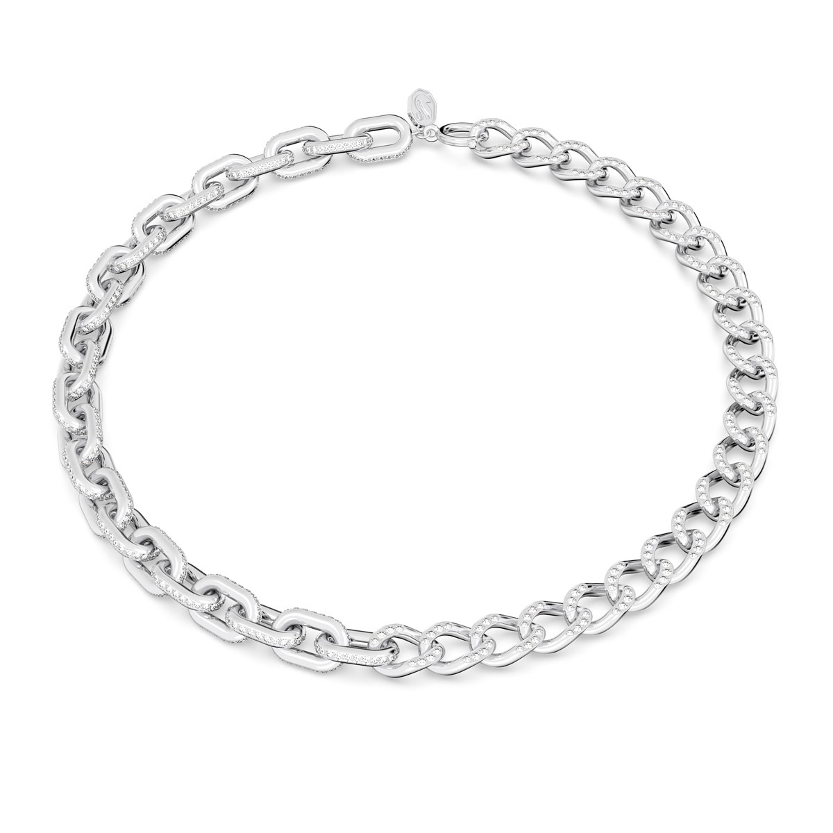 Swarovski Modern Chain Pave Crystal and Rhodium Dextera Necklace