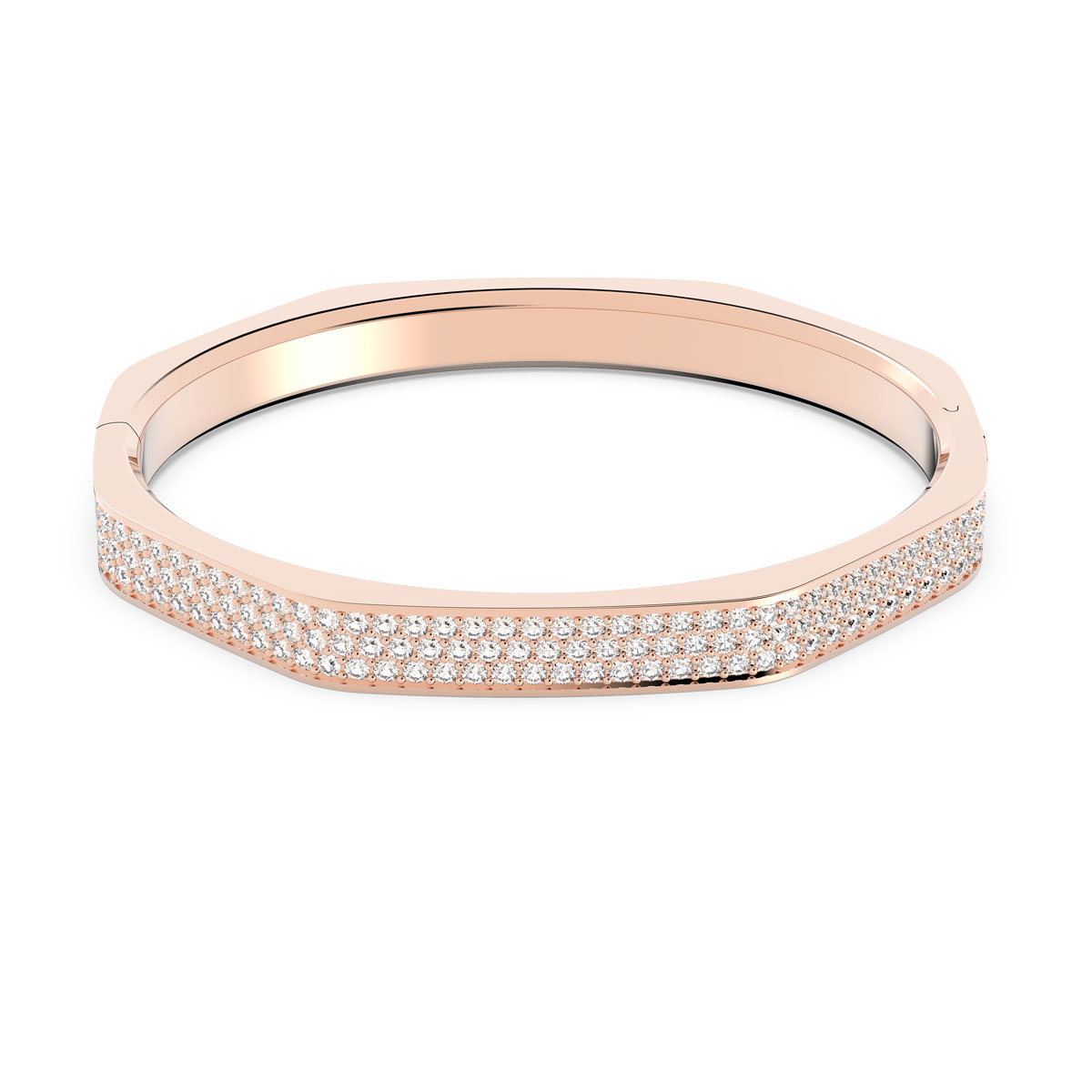 Swarovski Jewelry Bracelet Dextera, Bangle Octagonal Pave Crystal, Rose Gold M