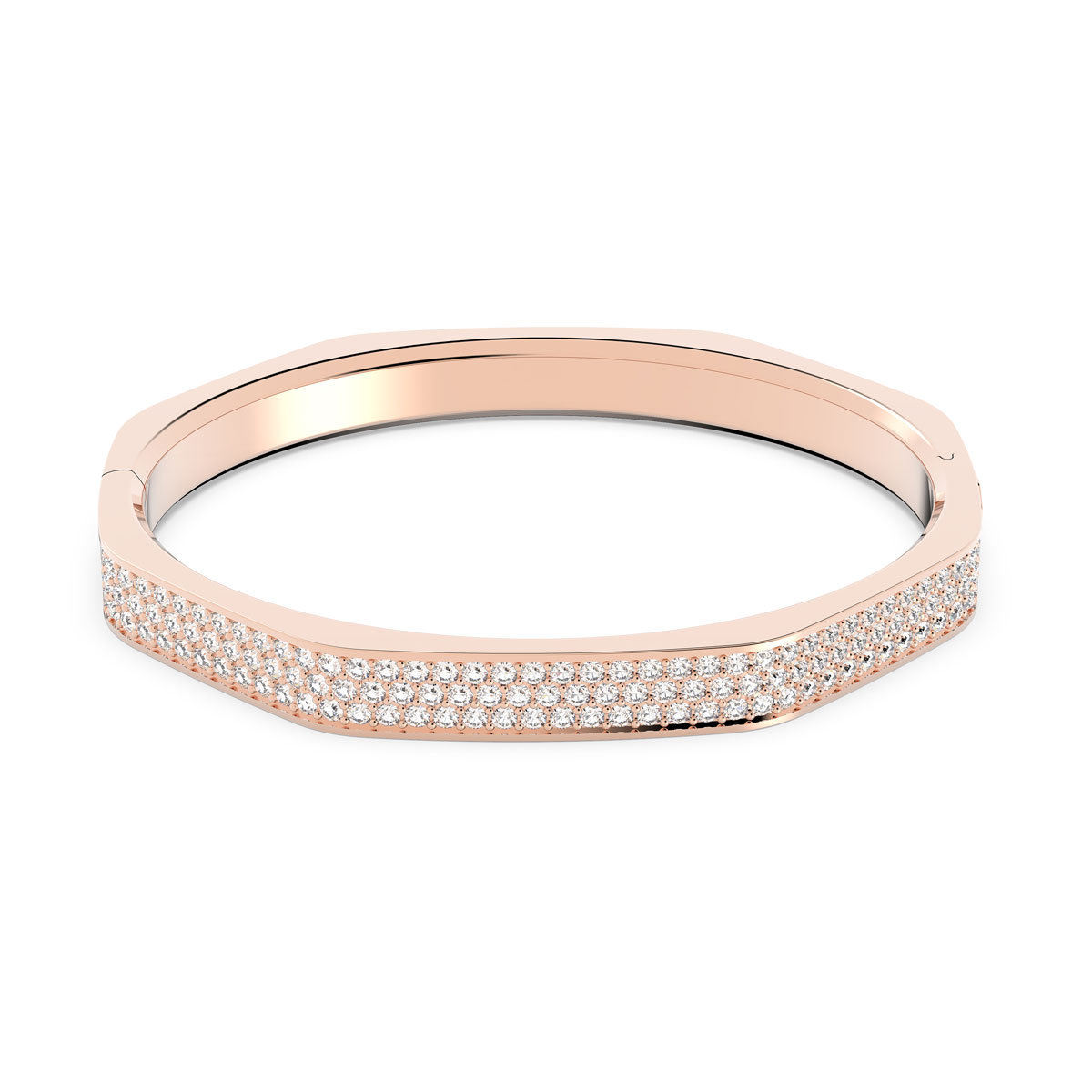 Swarovski Jewelry Bracelet Dextera, Bangle Octagonal Pave Crystal, Rose Gold L