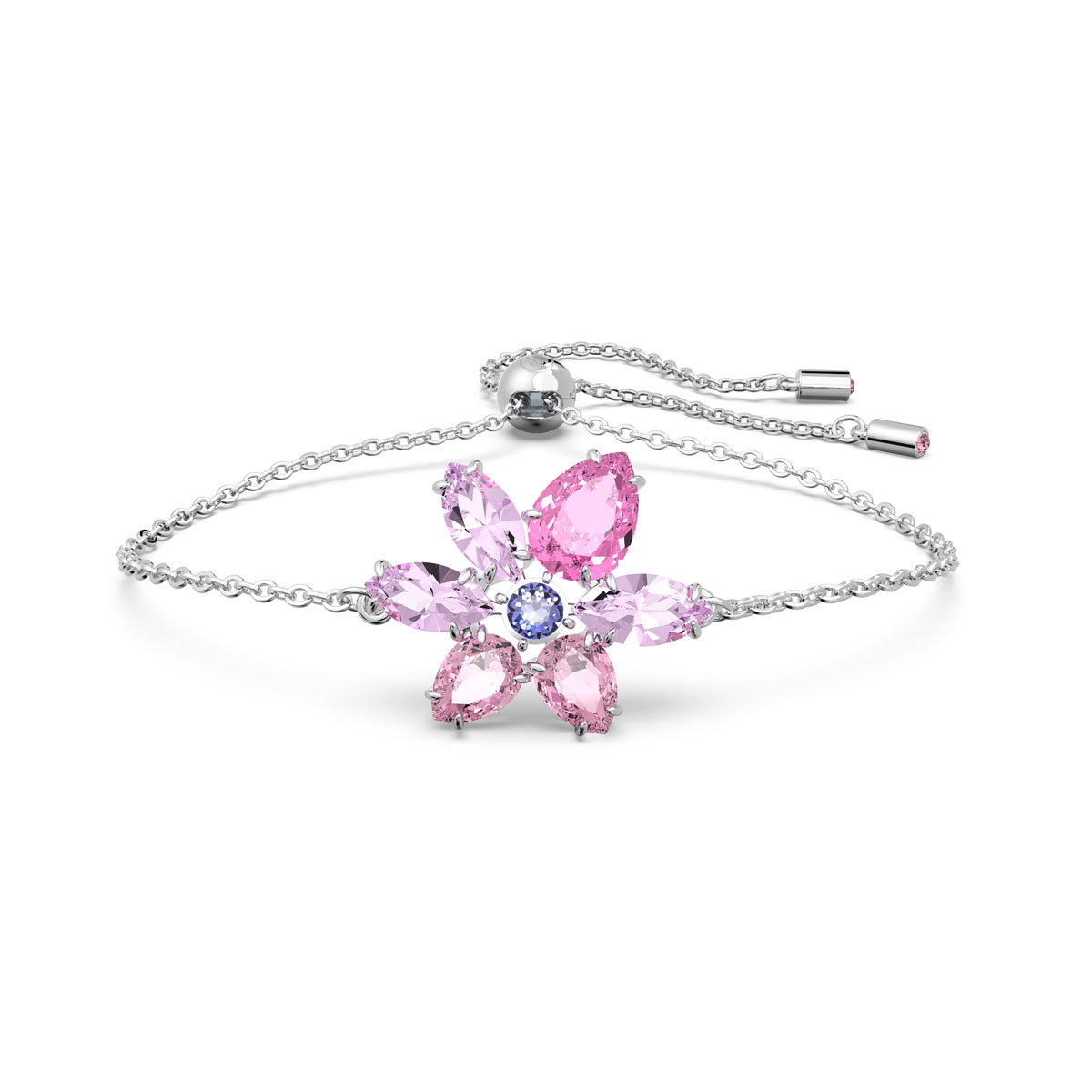 Swarovski Jewelry Pink and Rhodium Gema Flower Bracelet
