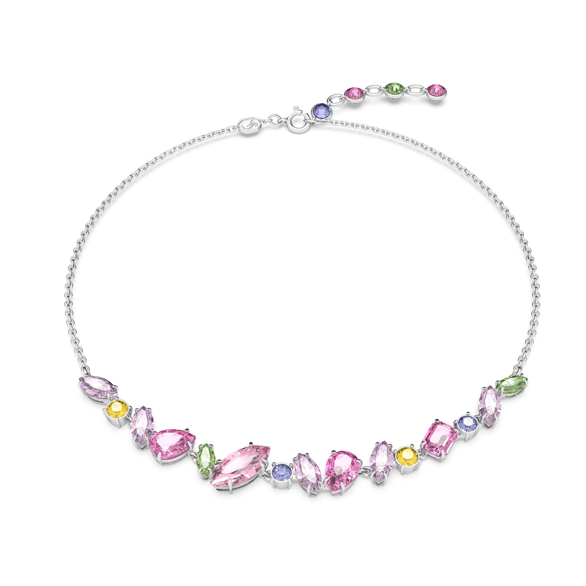 Swarovski Jewelry Necklace Gema, Necklace Mini Frontal Pink, Rhodium