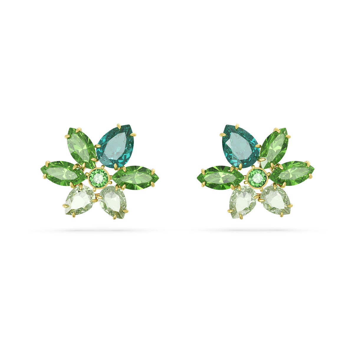 Swarovski Jewelry Gema, Pierced Earrings Studs Green, Gold