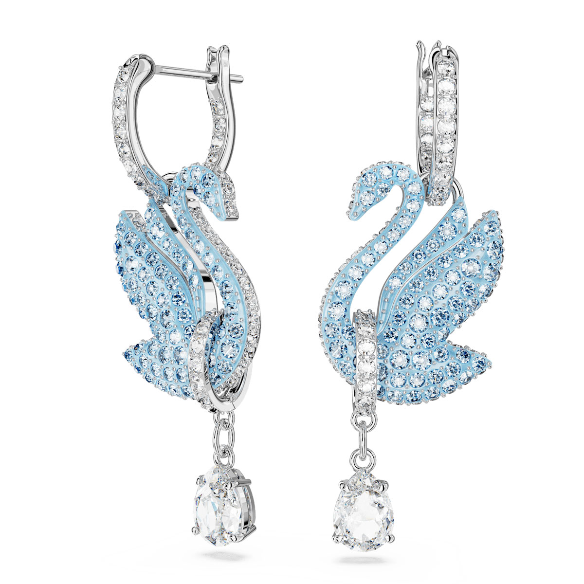 Swarovski Swarovski Iconic Swan drop earrings, Swan, Blue, Rhodium