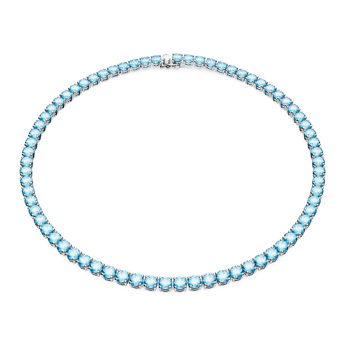 Swarovski Aquamarine Crystal and Rhodium Matrix Tennis Necklace