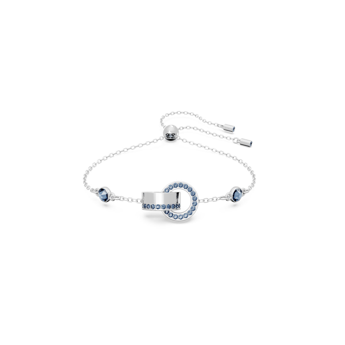 Swarovski Hollow bracelet, Interlocking loop, Blue, Rhodium