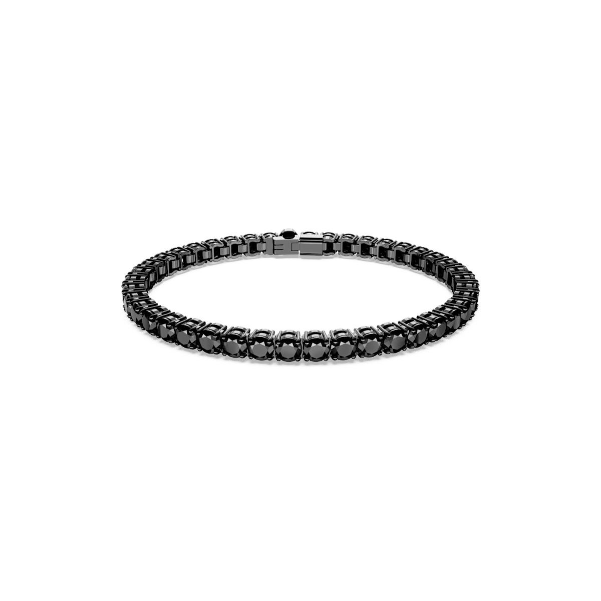 Swarovski Matrix Tennis bracelet, Round cut, Black, Ruthenium L