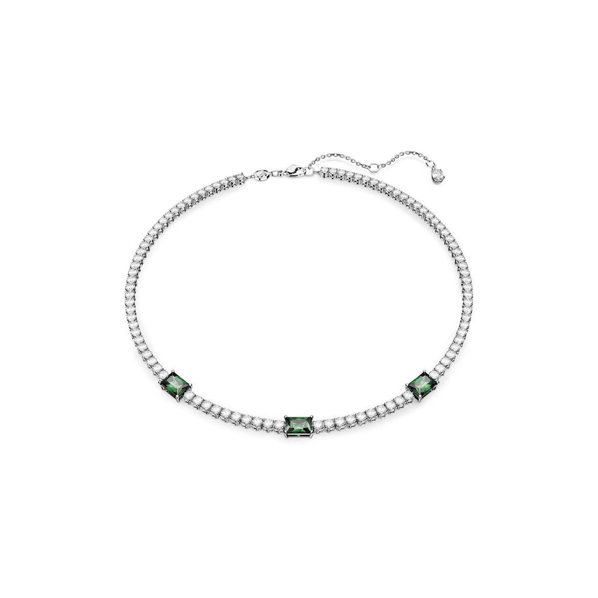 Swarovski Matrix Tennis necklace, Mixed cuts, Green, Rhodium