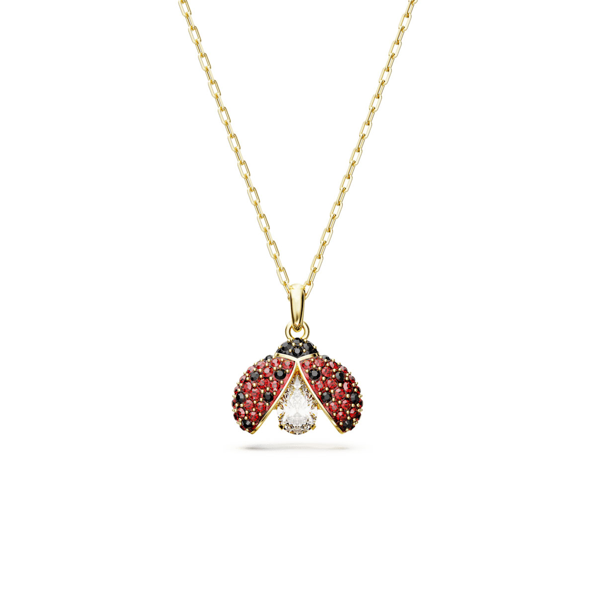 Swarovski Idyllia pendant, Ladybug, Red, Gold