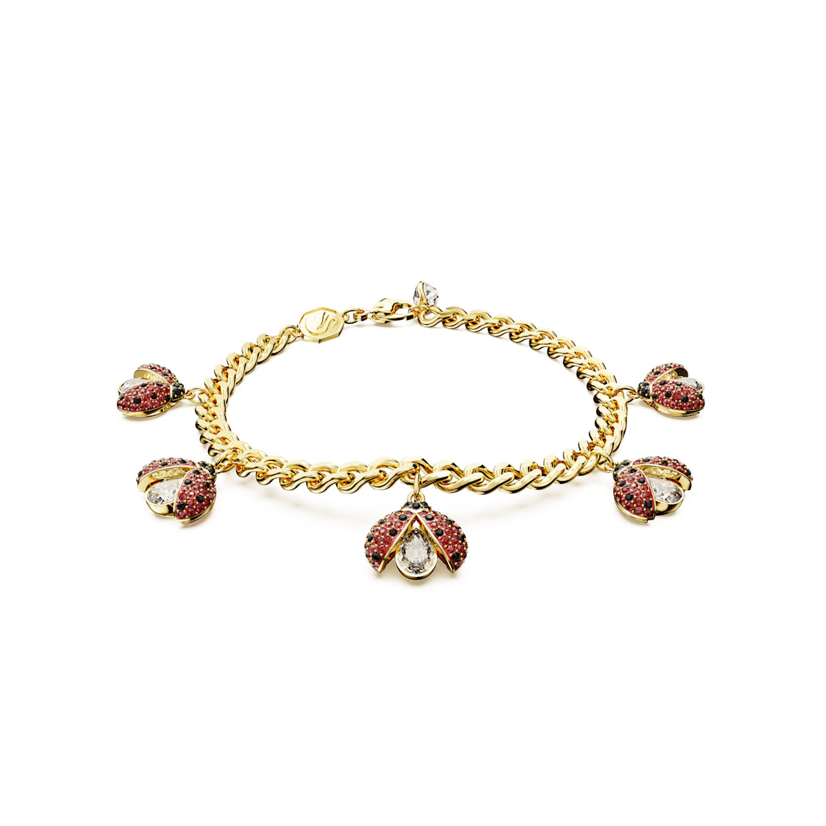 Swarovski Idyllia bracelet, Ladybug, Red, Gold