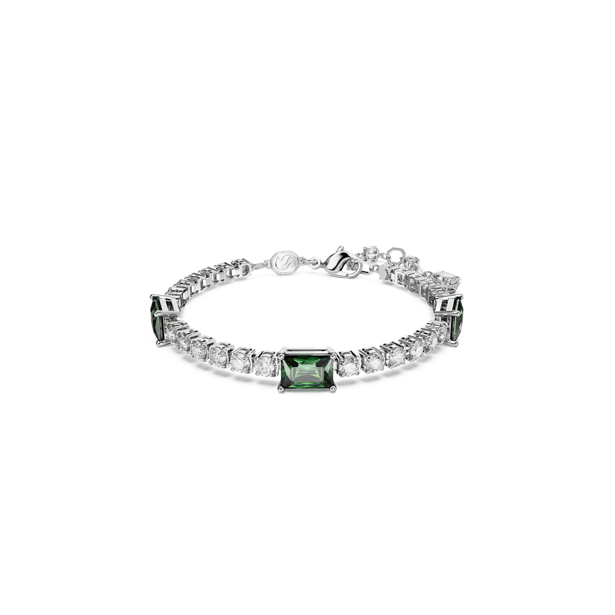 Swarovski Matrix Tennis bracelet, Mixed cuts, Green, Rhodium