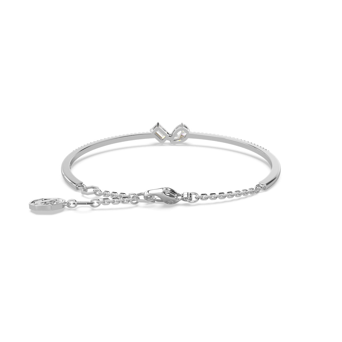 Swarovski Mesmera bangle, Mixed cuts, White, Rhodium