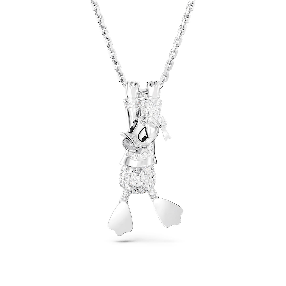 Swarovski Crystal and Rhodium Disney Donald Duck Layered Pendant Necklace
