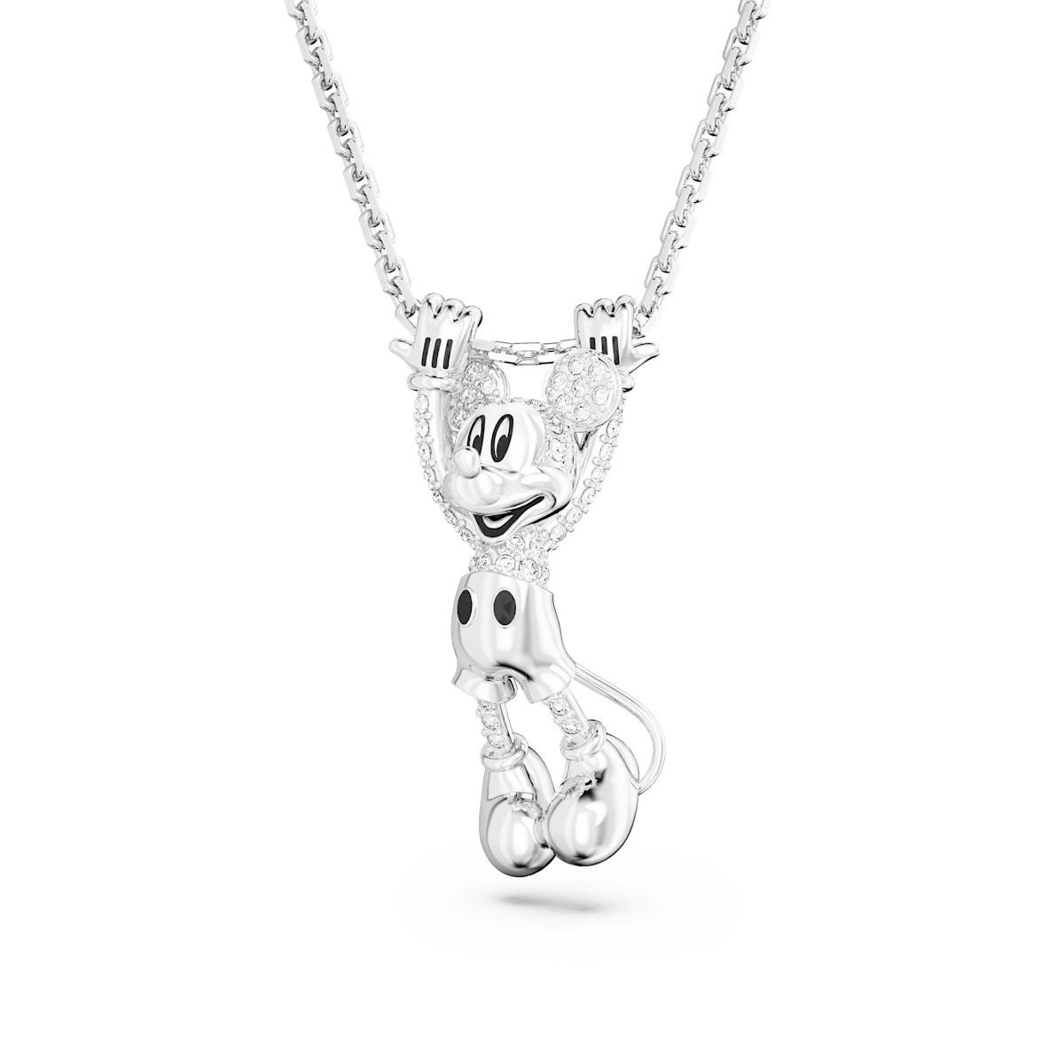 Swarovski Disney Mickey Mouse layered pendant, White, Rhodium