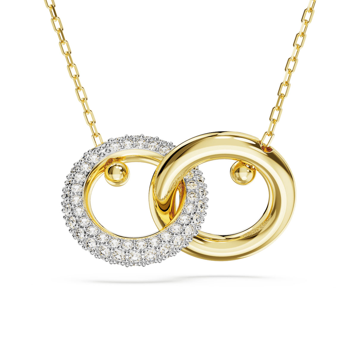 Swarovski Dextera pendant, Interlocking loop, White, Gold