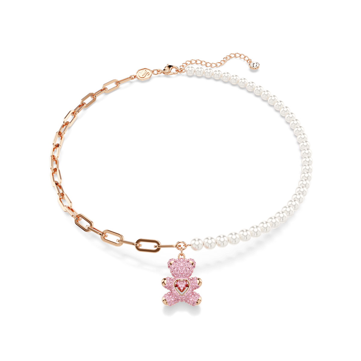 Swarovski Teddy pendant, Bear, Pink, Rose gold