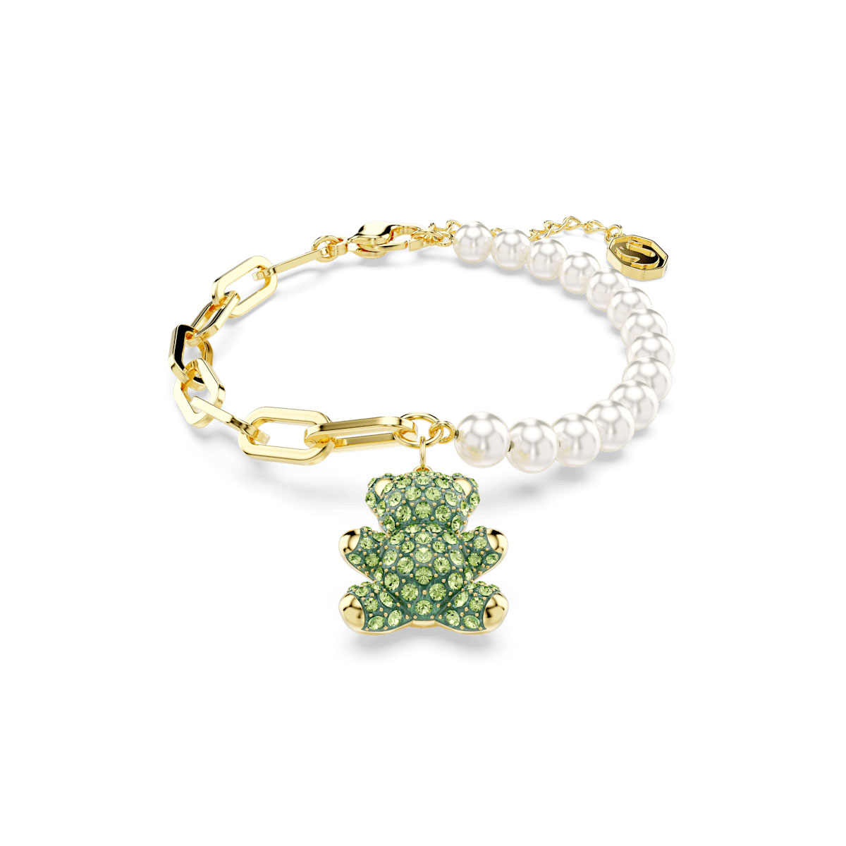Swarovski Teddy bracelet, Bear, Green, Gold