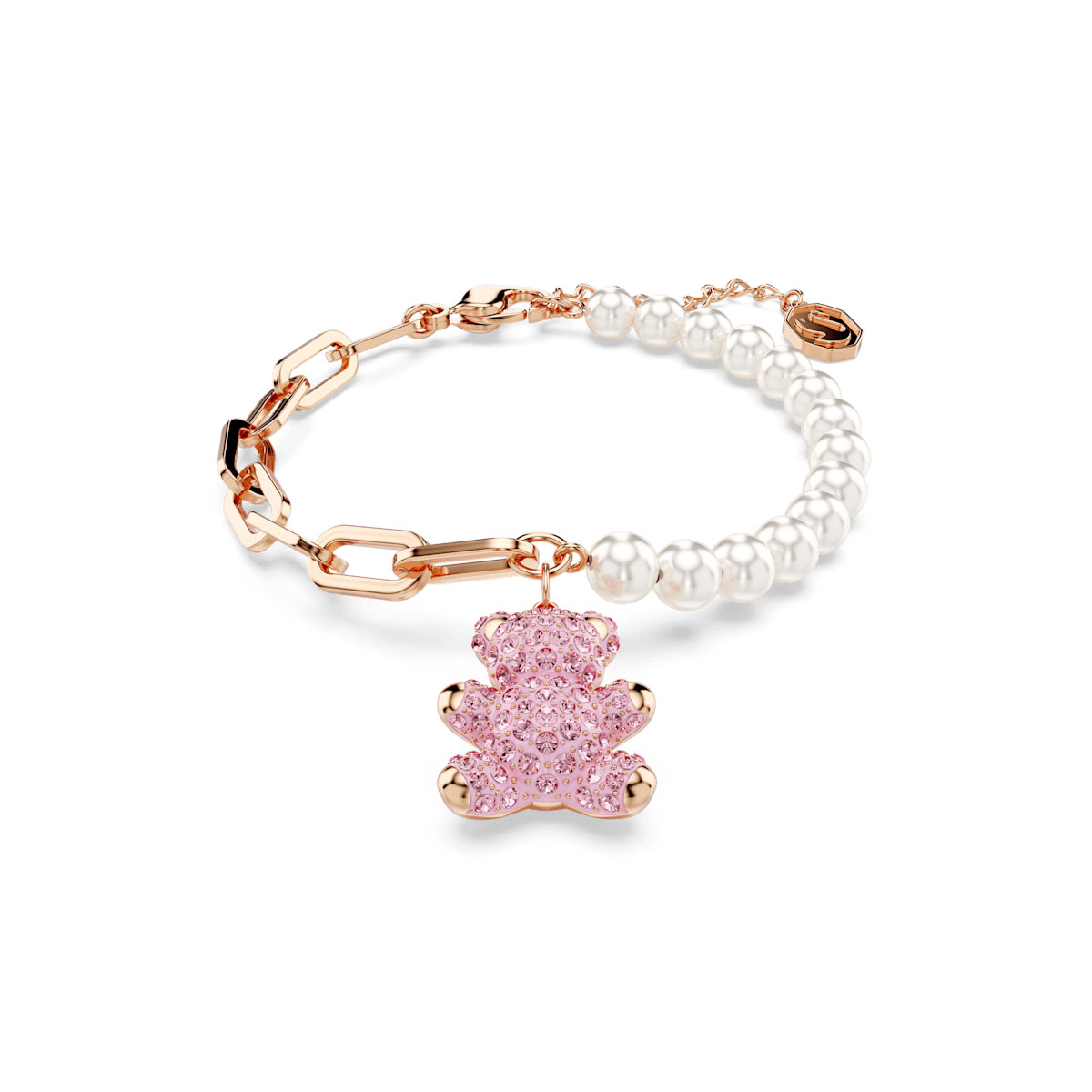 Swarovski Teddy bracelet, Bear, Pink, Rose gold