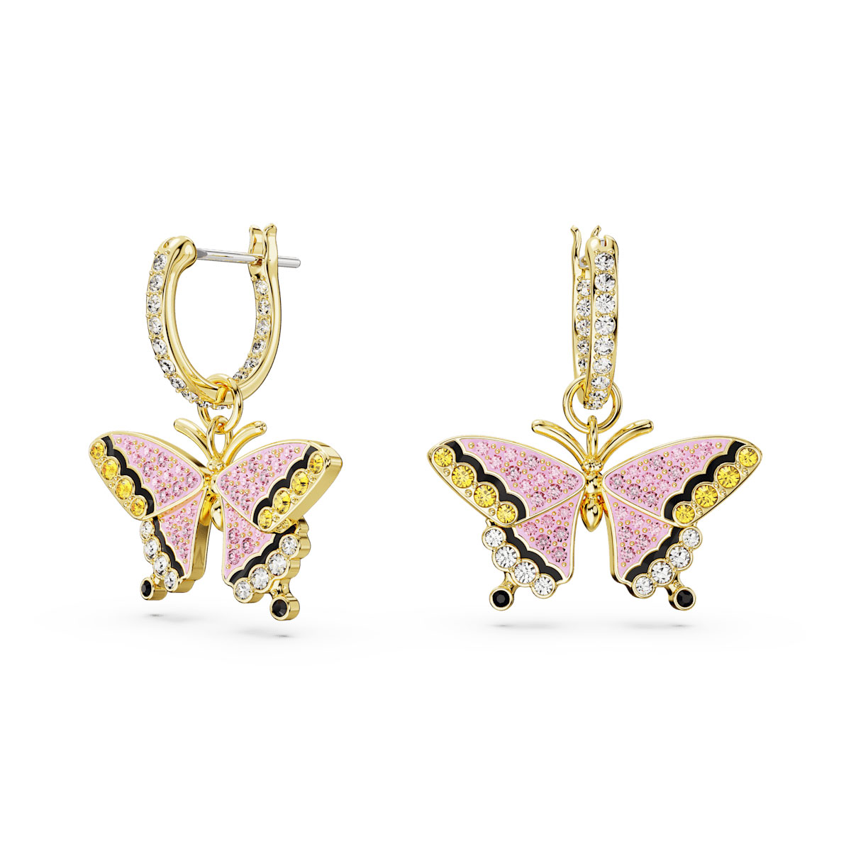 Swarovski Idyllia drop earrings, Butterfly, Multicolored, Gold