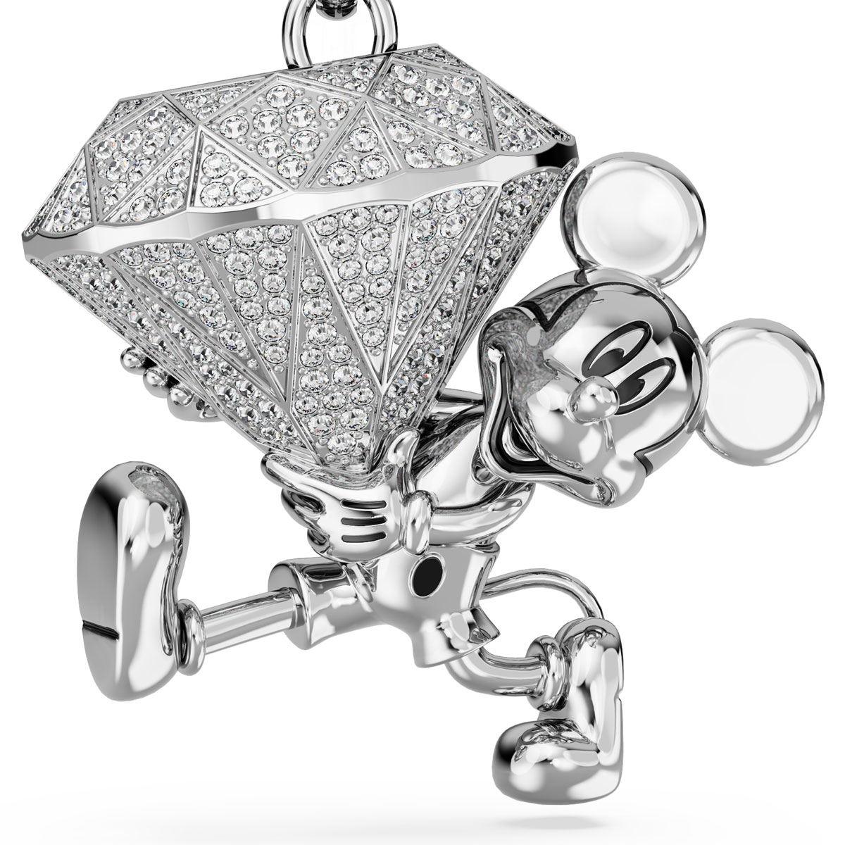 Swarovski Disney Mickey Mouse Key Ring, White, Rhodium Plated