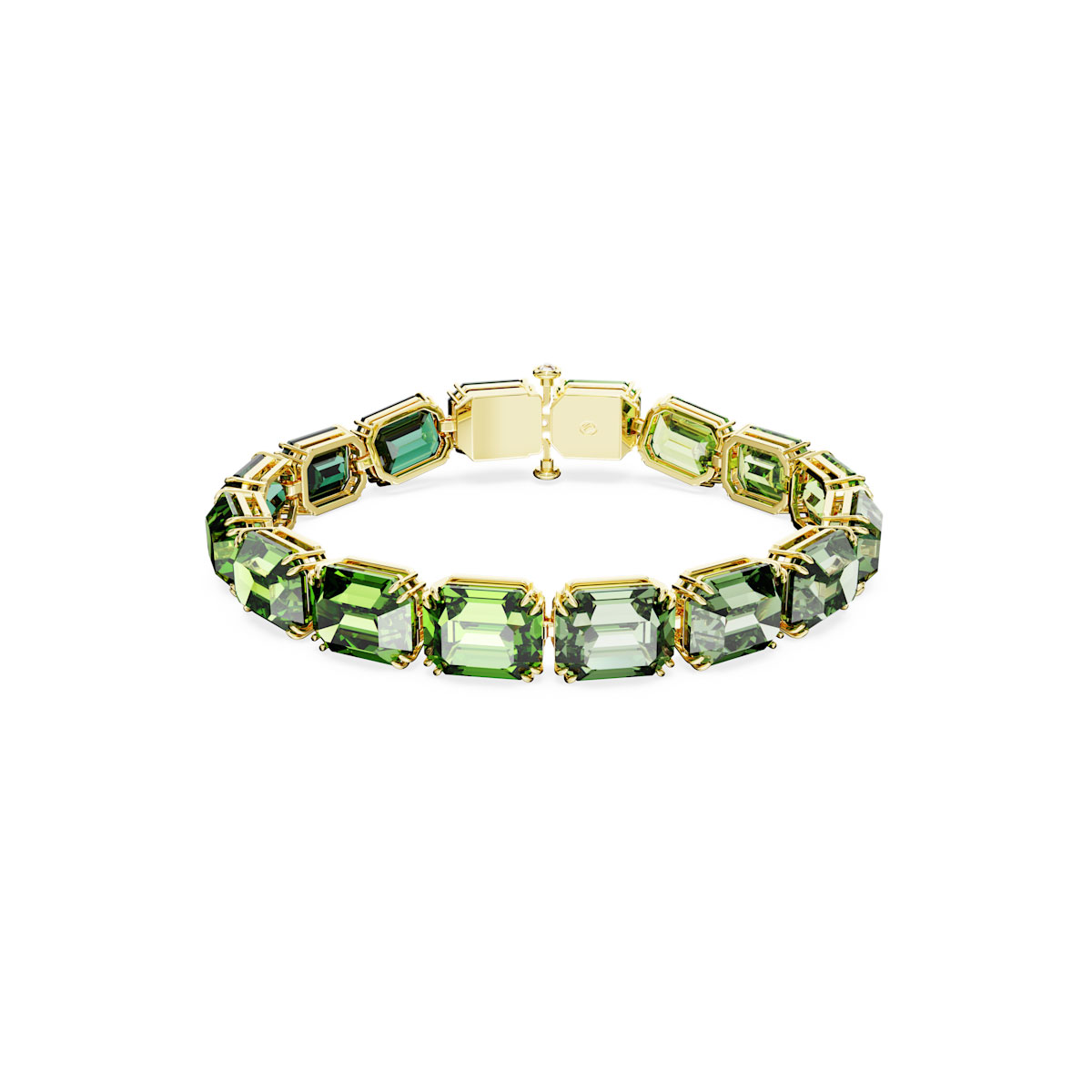Swarovski Millenia bracelet, Octagon cut, Color gradient, Green, Gold