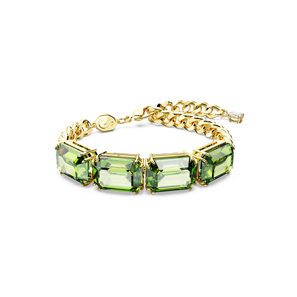 Swarovski Millenia bracelet, Octagon cut, Green, Gold