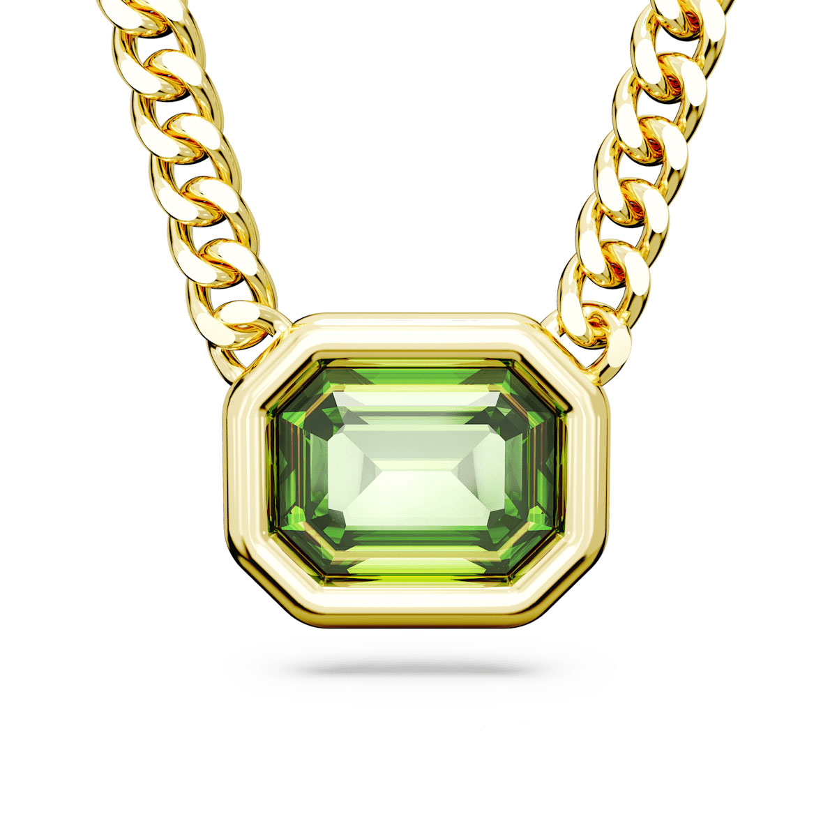 Swarovski Millenia pendant, Octagon cut, Green, Gold