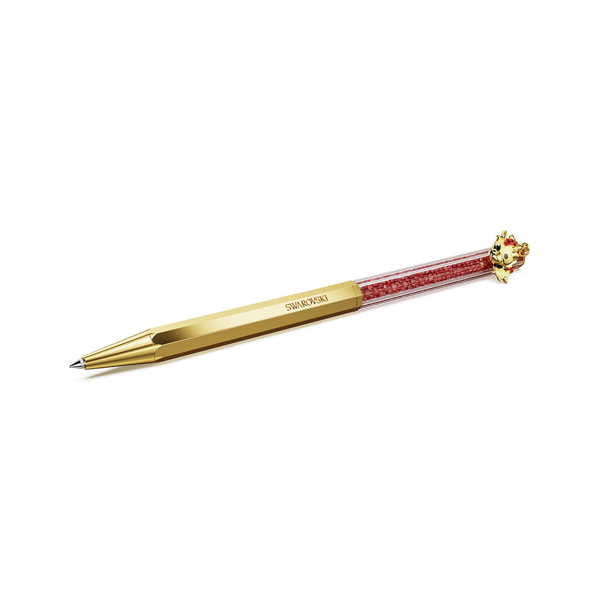 Swarovski Dragon and Phoenix ballpoint pen, Dragon, Red, Gold-tone plated