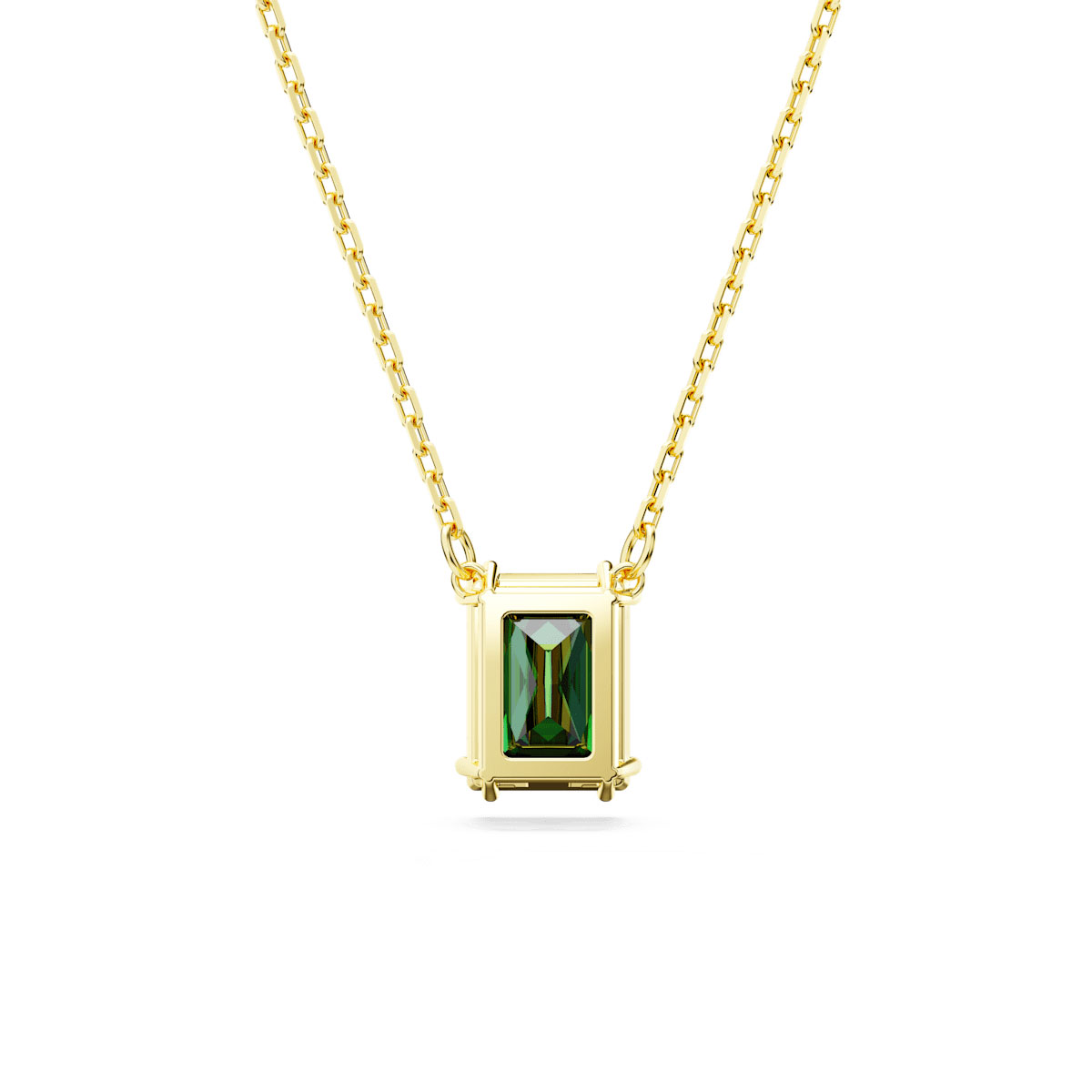 Swarovski Matrix pendant, Rectangular cut, Green, Gold