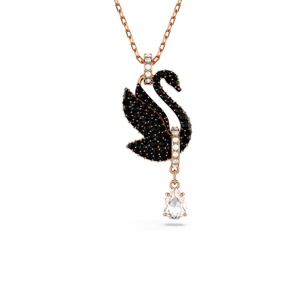 Swarovski Swarovski Iconic Swan Pendant Swan Black Rose Gold Tone Plated