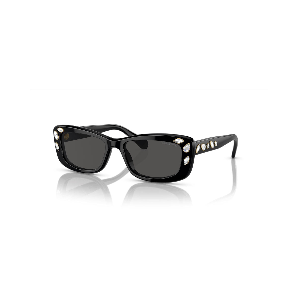 Swarovski Sunglasses, Rectangular shape, Black