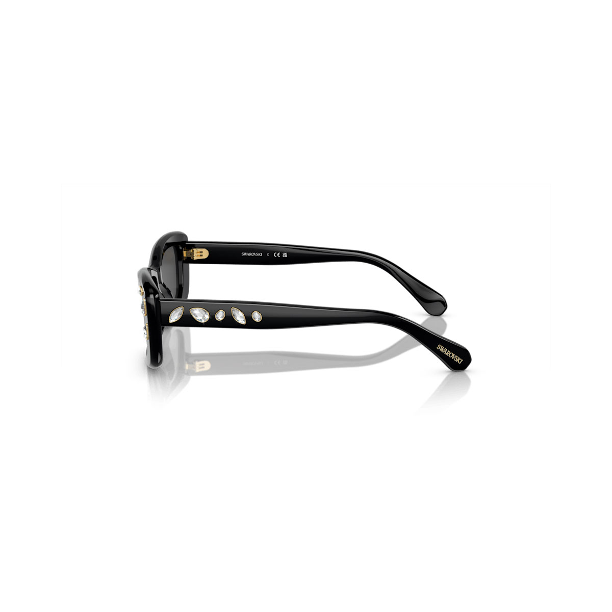 Swarovski Sunglasses, Rectangular shape, Black