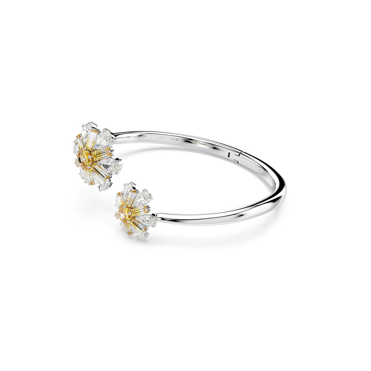 Swarovski Idyllia bangle, Flower, Yellow, Rhodium plated