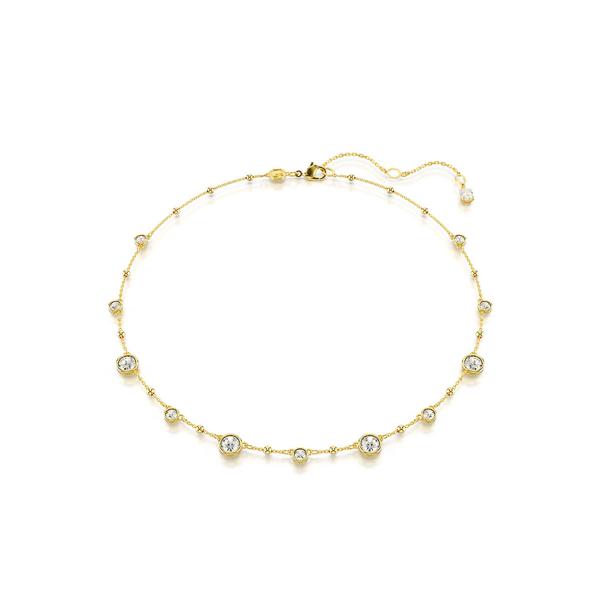 Swarovski Imber necklace, Round cut, Scattered design, White, Gold-tone plated