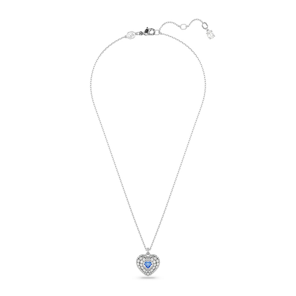 Swarovski Hyperbola pendant, Heart, Blue, Rhodium plated