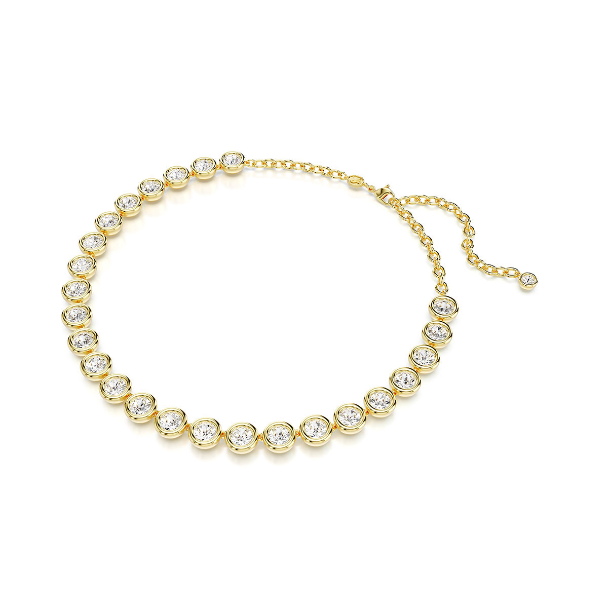 Swarovski Imber necklace, Round cut, White, Gold-tone plated