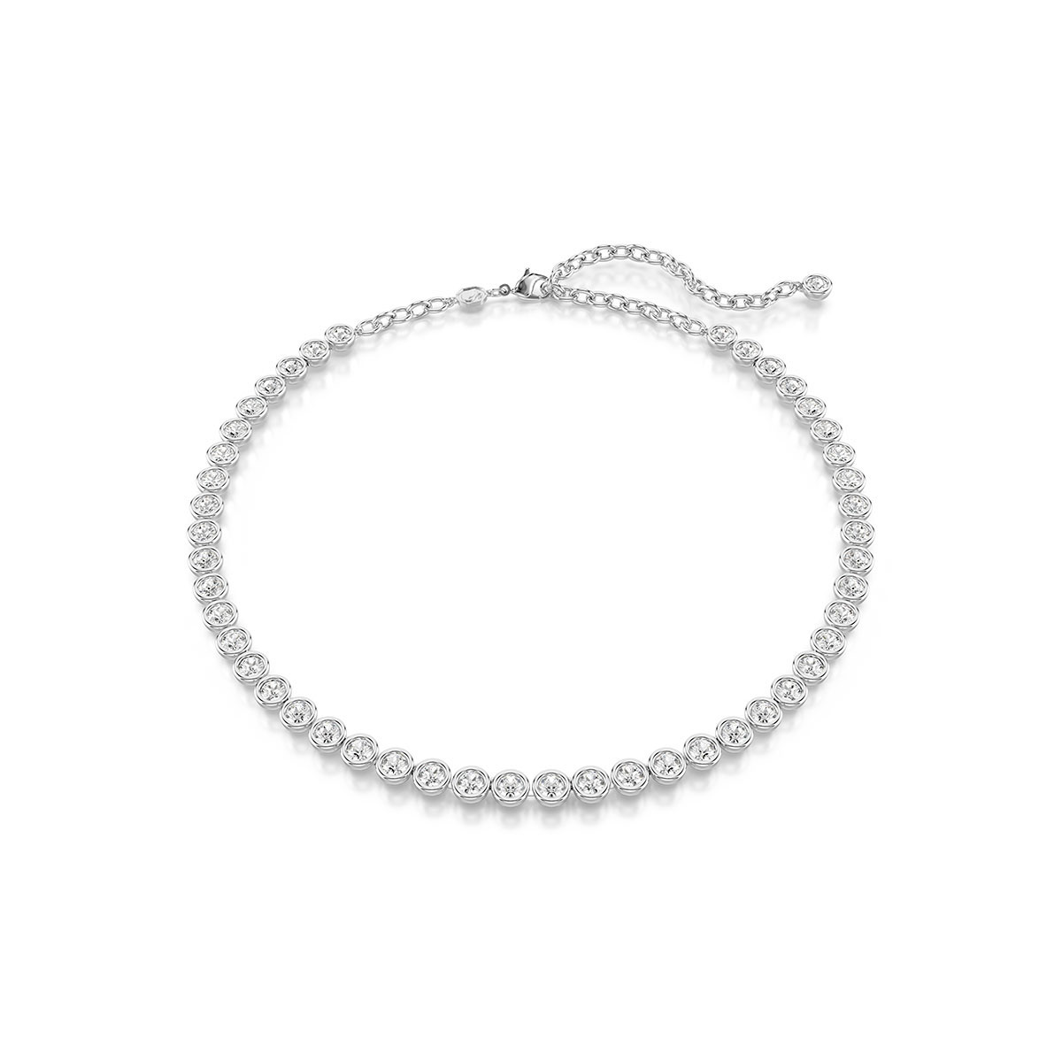 Swarovski Imber Tennis necklace, Round cut, White, Rhodium plated