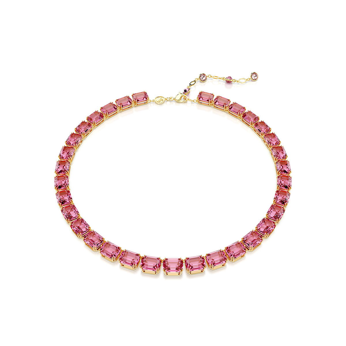 Swarovski Millenia necklace, Octagon cut, Pink, Gold-tone plated
