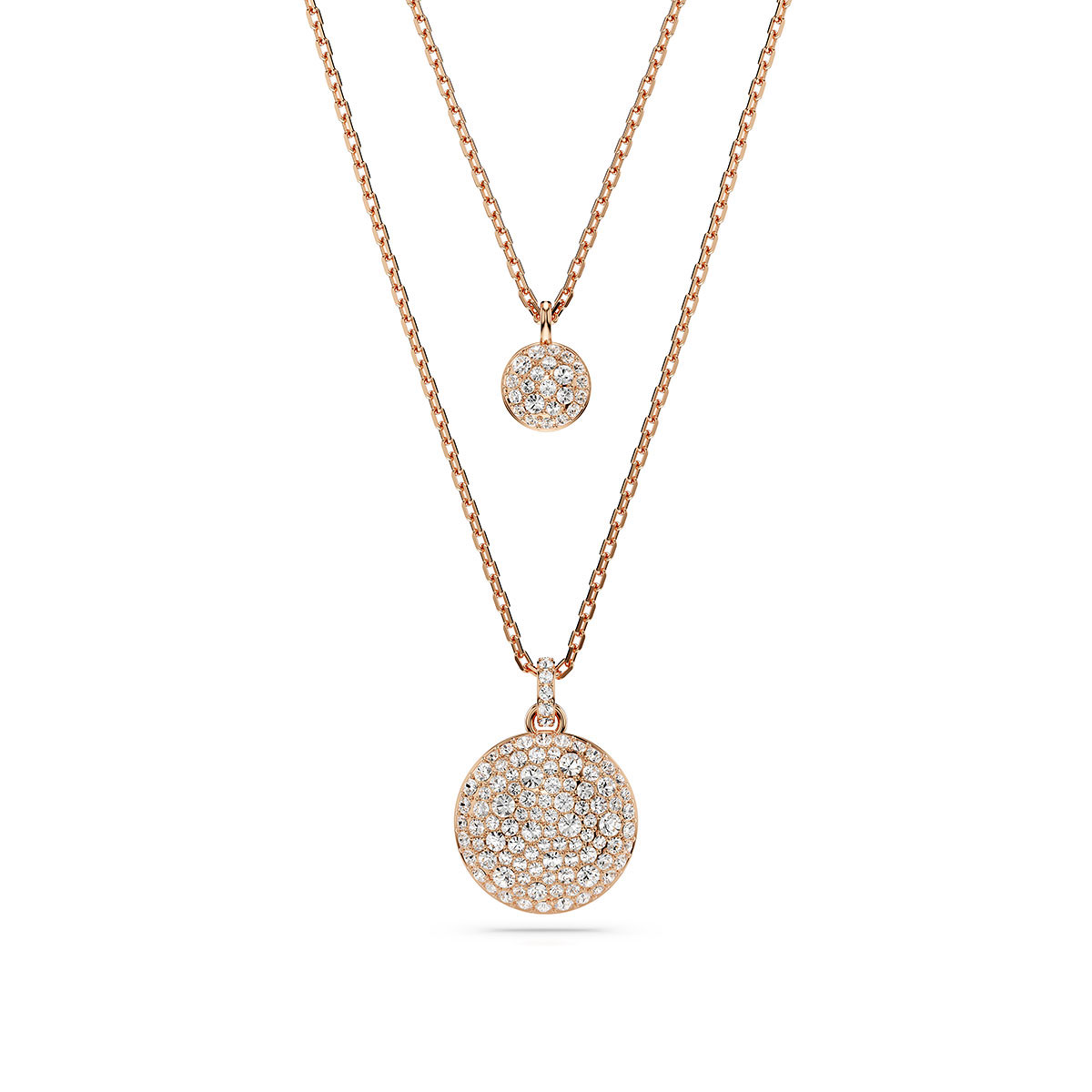 Swarovski Meteora layered pendant, White, Rose gold-tone plated