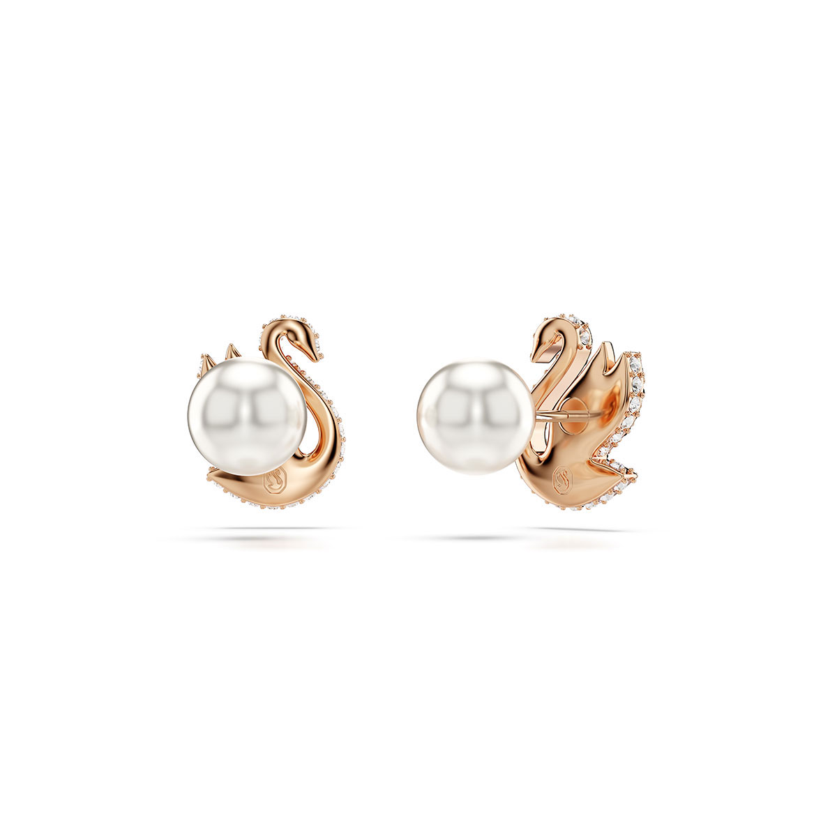 Swarovski Swarovski Iconic Swan stud earrings, Swan, Black, Rose gold ...