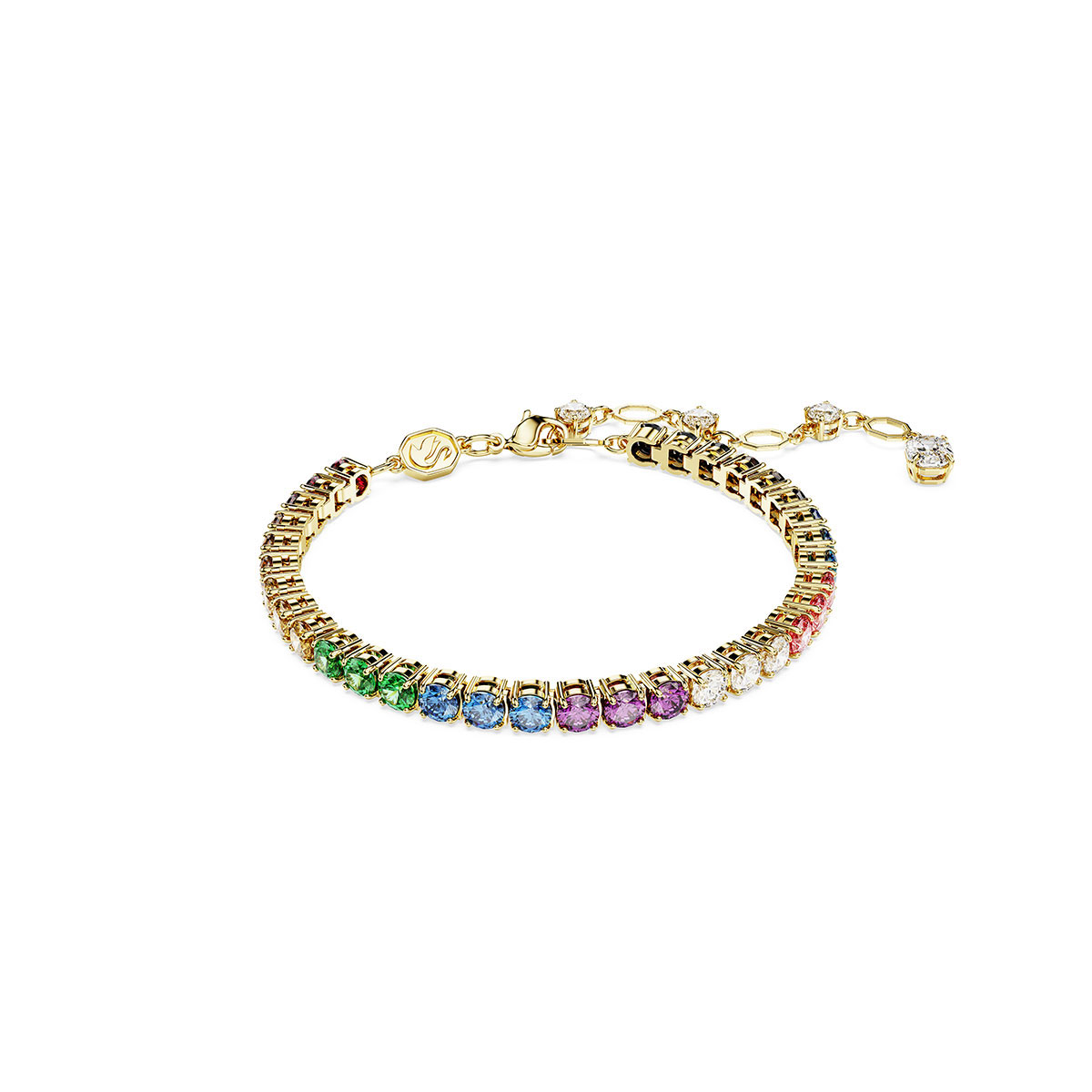Swarovski Matrix bracelet, Round cut, Multicolored, Gold-tone plated