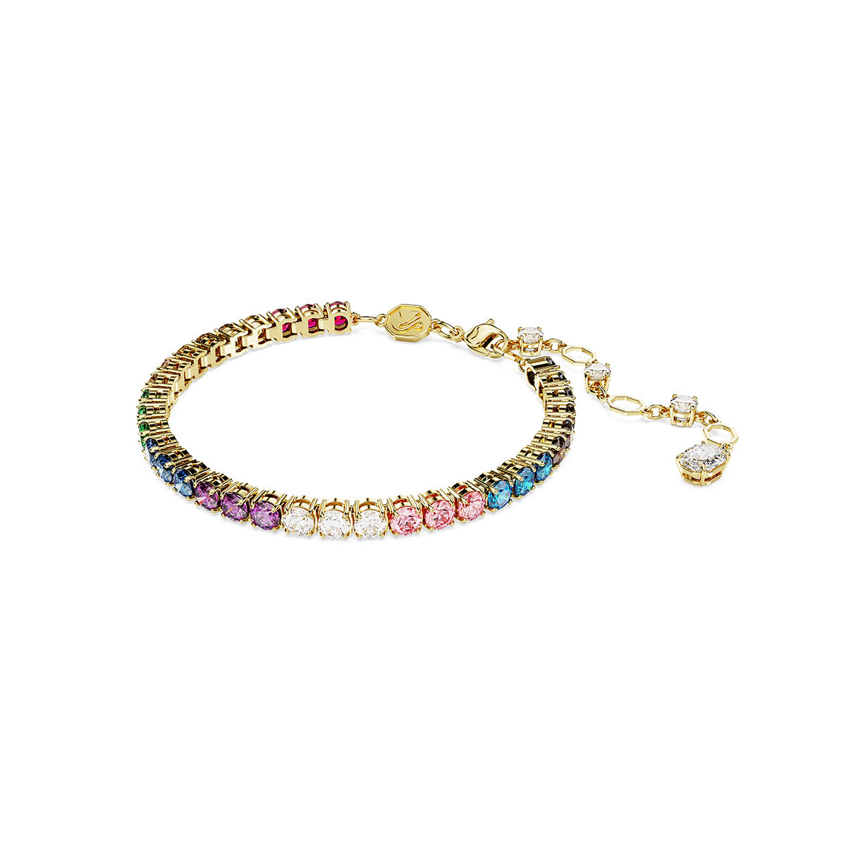 Swarovski Matrix bracelet, Round cut, Multicolored, Gold-tone plated