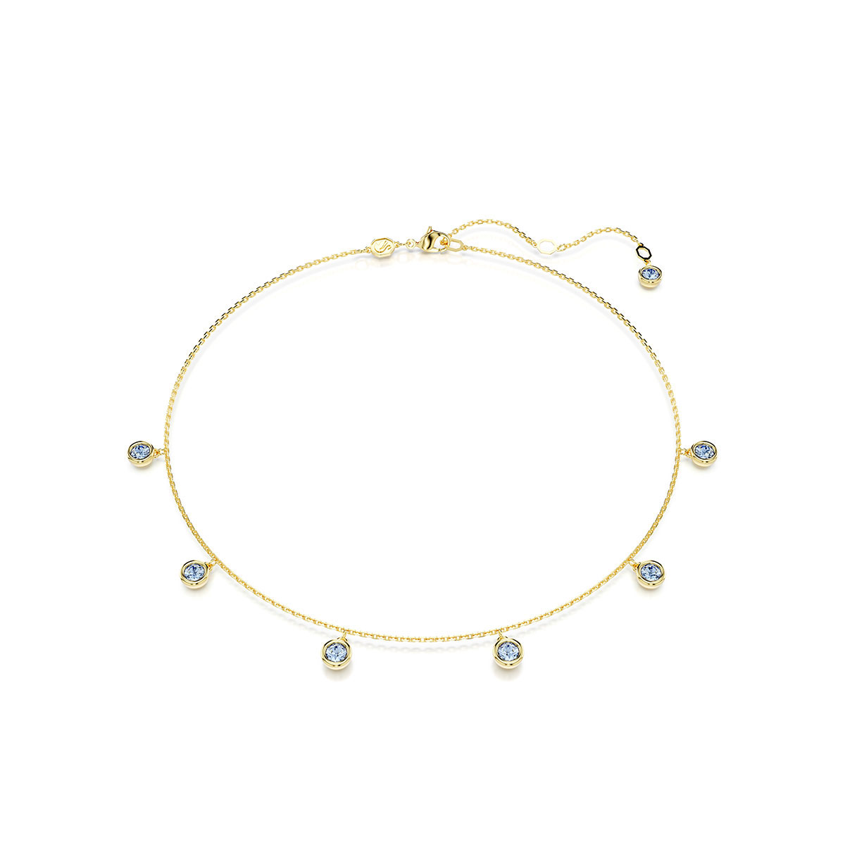 Swarovski Imber necklace, Round cut, Light blue, Gold-tone plated