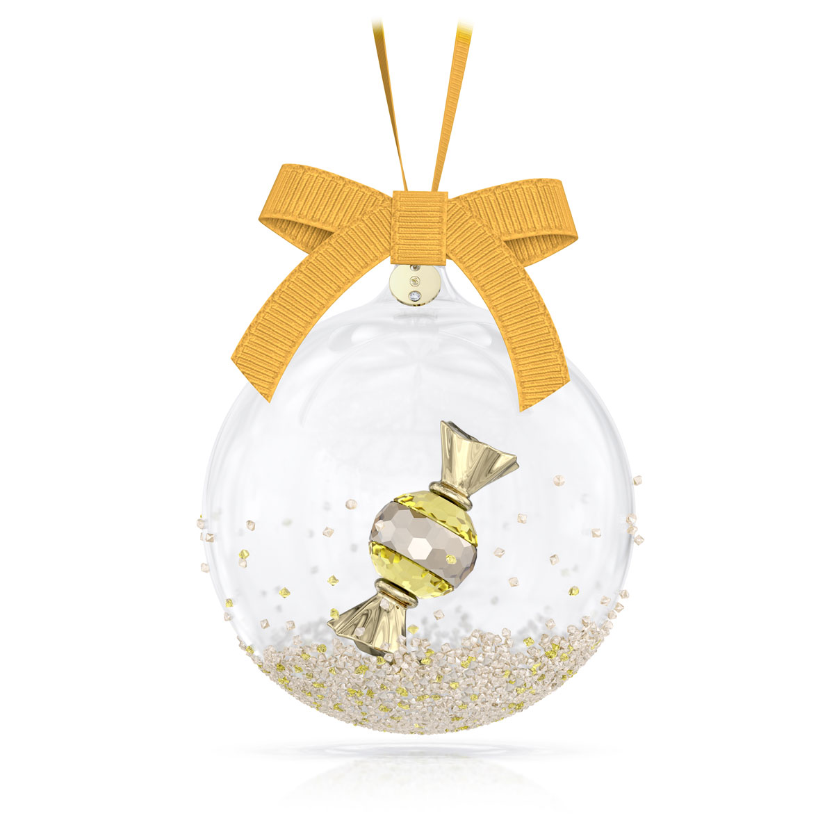 Swarovski 2024 Holiday Cheers Dulcis Ball Ornament, Yellow